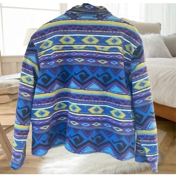 CHICOS SOUTHWEST WESTERN AZTEC INDIAN NAVAJO BUTTON FRONT DENIM JEAN JACKET Medi - Picture 4 of 10